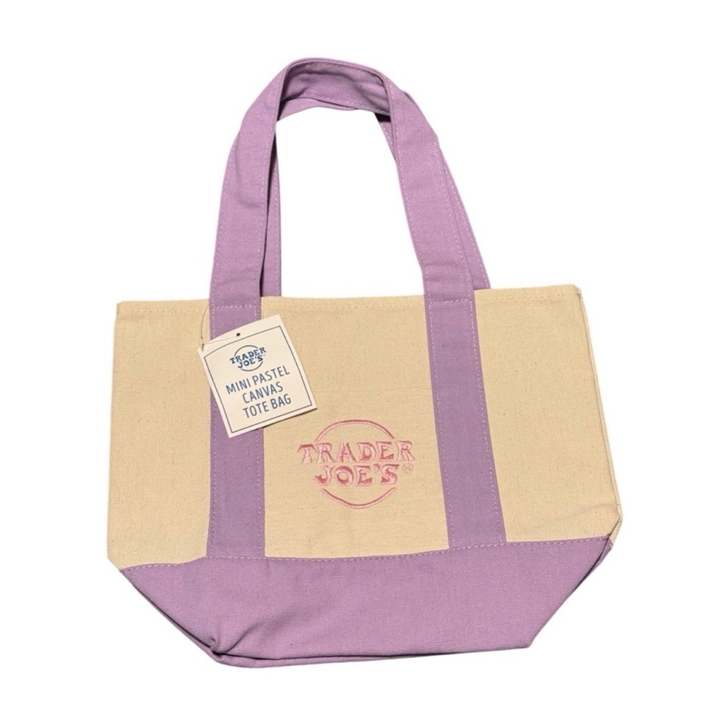 Trader Joe's Lavender and Cream Canvas mini Tote